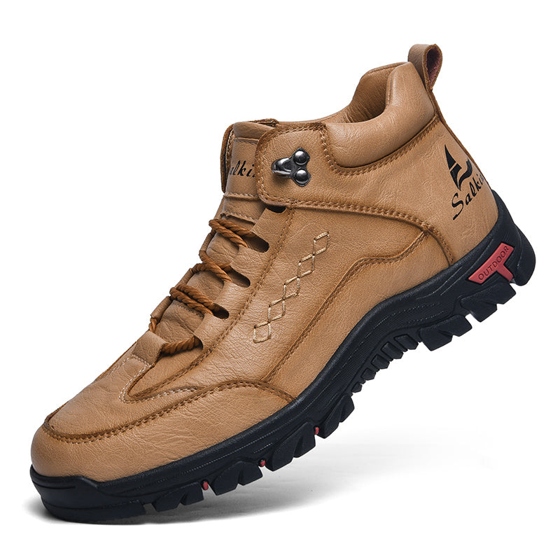 Men’s Orthopedic Handmade Leather Driving Boots–Pressure Relief, Waterproof, Slip-Resistant, Wide Toe, Arch&Ankle Support for Everyday & Travel