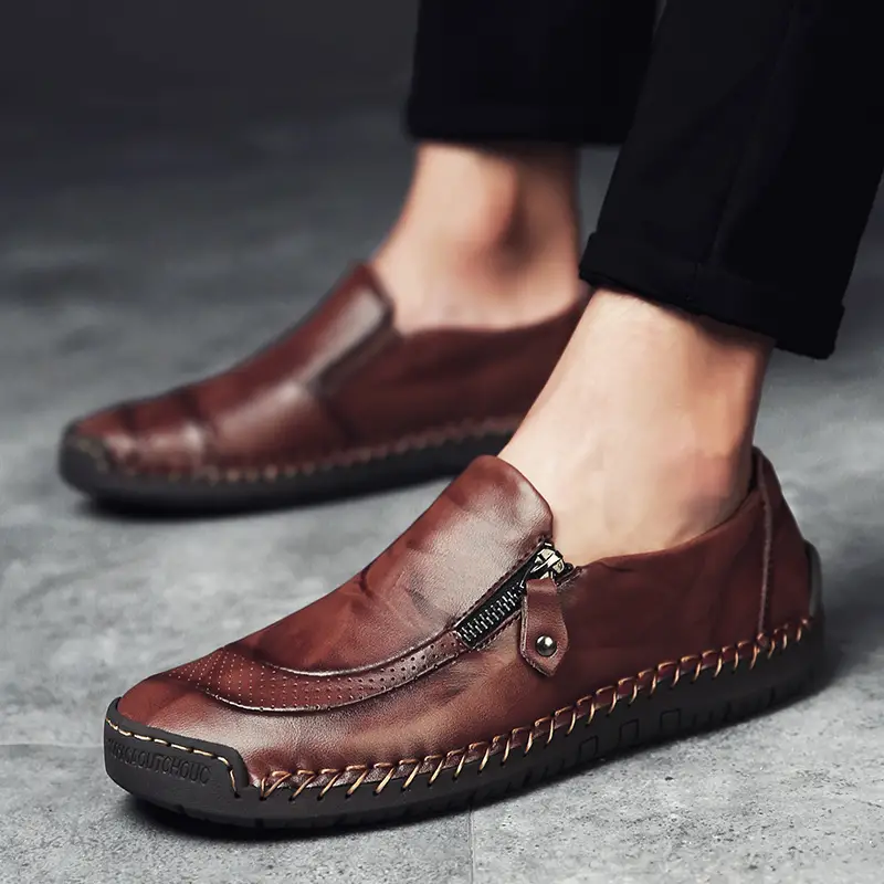 Men's Cowhide Leather Casual Lightweight Handmade Loafer Shoes
