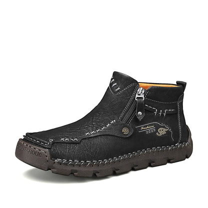 (⏰ Almost Gone!!!) Men's Top-Quality Motorcycle Boots Hand-Stitched Genuine Leather Boots-Wide Toe, Waterproof, Anti-Slip, Anti-Sprain, Suitable for Work, Driving, Hiking