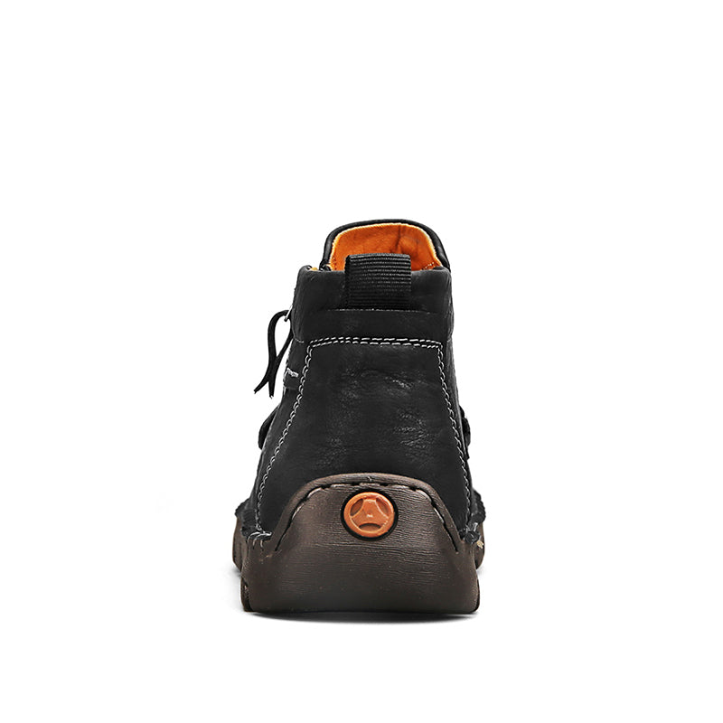 (⏰ Almost Gone!!!) Men's Top-Quality Motorcycle Boots Hand-Stitched Genuine Leather Boots-Wide Toe, Waterproof, Anti-Slip, Anti-Sprain, Suitable for Work, Driving, Hiking