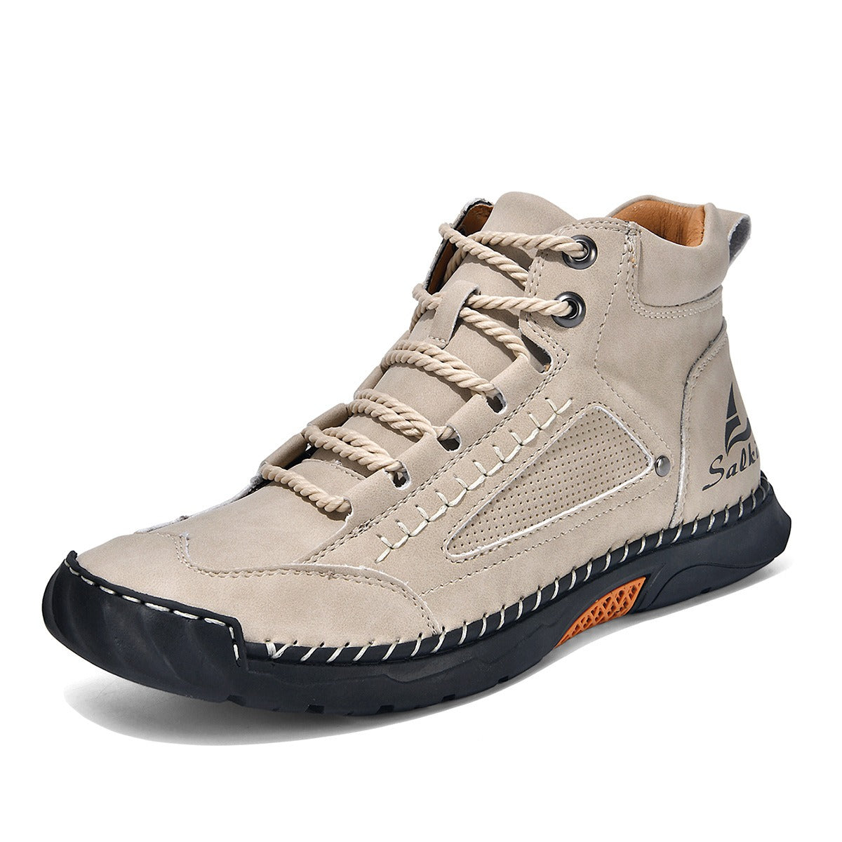 Men's Comfortable Handmade Leather Boots – Waterproof, Arch Support, Pressure Relief, Spacious Toe Box Outdoor Leather Boots