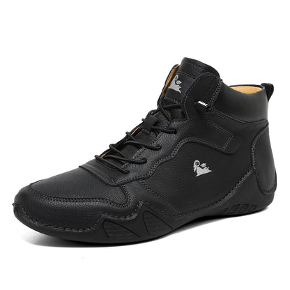 (⏰Last Day 70% OFF🔥) Men’s Mid-Top Leather Boots – Slip-On, Lightweight & Shock-Absorbing for Warehouse Work, Driving & Everyday Comfort, Durable for 3 years