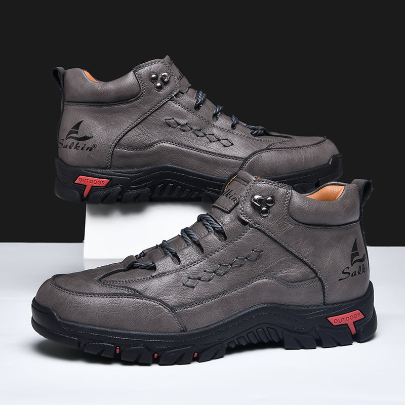 Men’s Orthopedic Handmade Leather Driving Boots–Pressure Relief, Waterproof, Slip-Resistant, Wide Toe, Arch&Ankle Support for Everyday & Travel