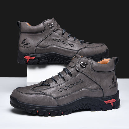 Men’s Orthopedic Handmade Leather Driving Boots–Pressure Relief, Waterproof, Slip-Resistant, Wide Toe, Arch&Ankle Support for Everyday & Travel