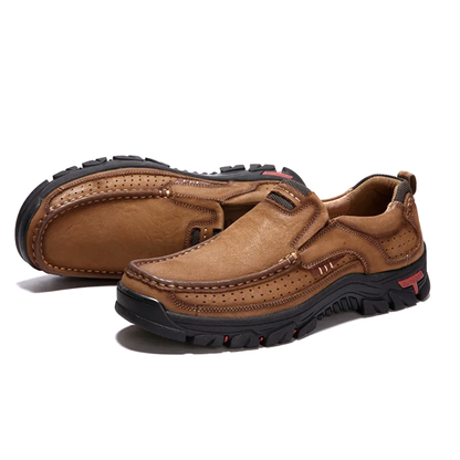 Sawbehind Mens Non-slip Walking Shoes Leather Lightweight Breathable Casual Loafers