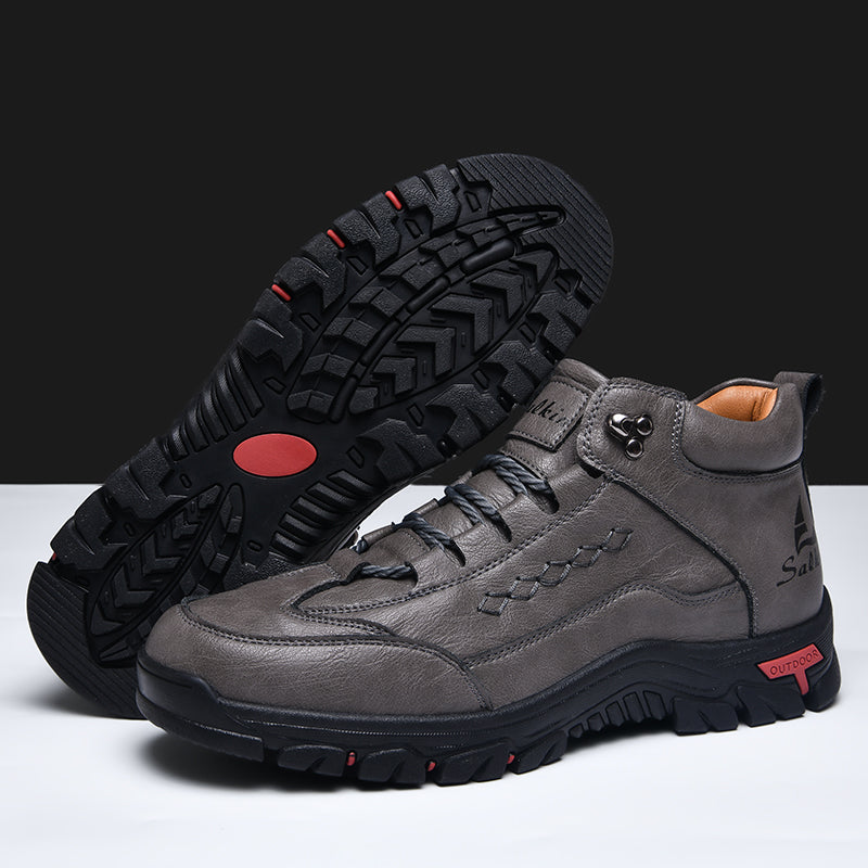 Men’s Orthopedic Handmade Leather Driving Boots–Pressure Relief, Waterproof, Slip-Resistant, Wide Toe, Arch&Ankle Support for Everyday & Travel
