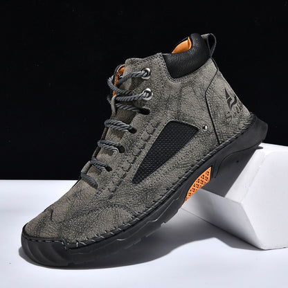 Men's Comfortable Handmade Leather Boots – Waterproof, Arch Support, Pressure Relief, Spacious Toe Box Outdoor Leather Boots