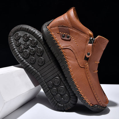 Men’s Handmade Premium Leather Slip-On Outdoor Work Boots
