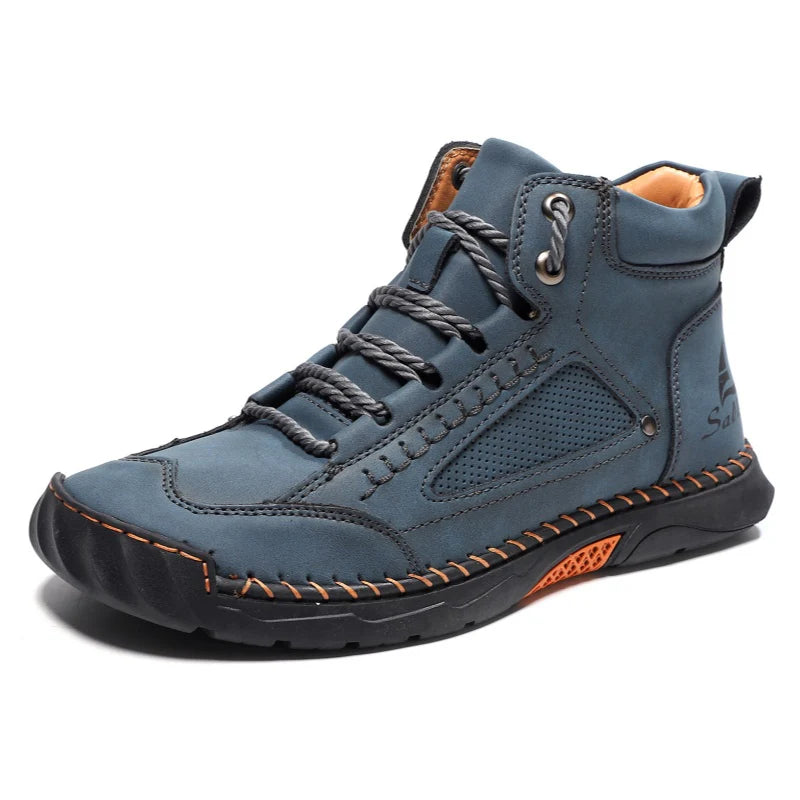 Men's Comfortable Handmade Leather Boots – Waterproof, Arch Support, Pressure Relief, Spacious Toe Box Outdoor Leather Boots