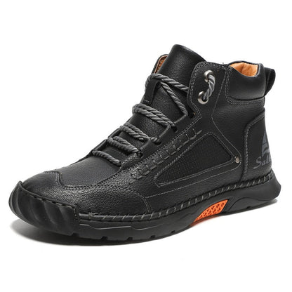 Men's Comfortable Handmade Leather Boots – Waterproof, Arch Support, Pressure Relief, Spacious Toe Box Outdoor Leather Boots