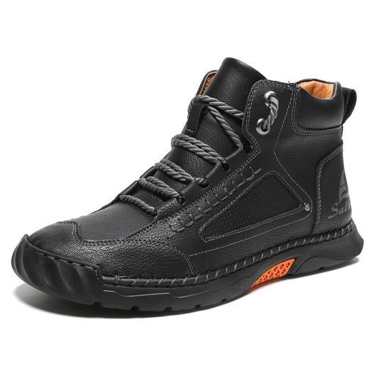 Men's Comfortable Handmade Leather Boots – Waterproof, Arch Support, Pressure Relief, Spacious Toe Box Outdoor Leather Boots