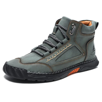 Men's Comfortable Handmade Leather Boots – Waterproof, Arch Support, Pressure Relief, Spacious Toe Box Outdoor Leather Boots