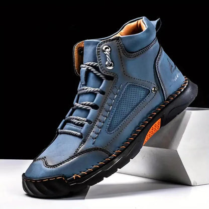 Men's Comfortable Handmade Leather Boots – Waterproof, Arch Support, Pressure Relief, Spacious Toe Box Outdoor Leather Boots