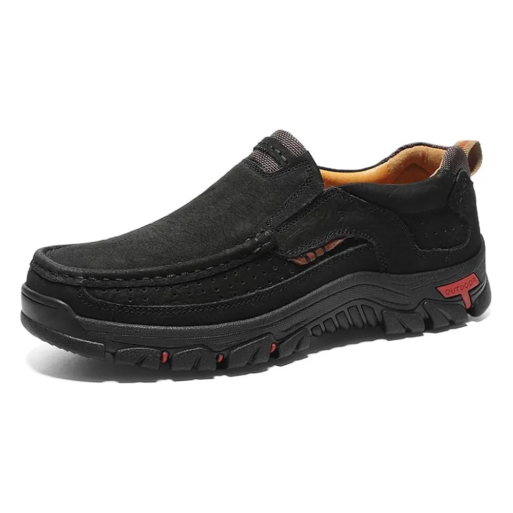 Sawbehind Mens Non-slip Walking Shoes Leather Lightweight Breathable Casual Loafers