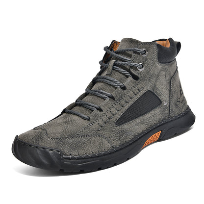 Men's Comfortable Handmade Leather Boots – Waterproof, Arch Support, Pressure Relief, Spacious Toe Box Outdoor Leather Boots