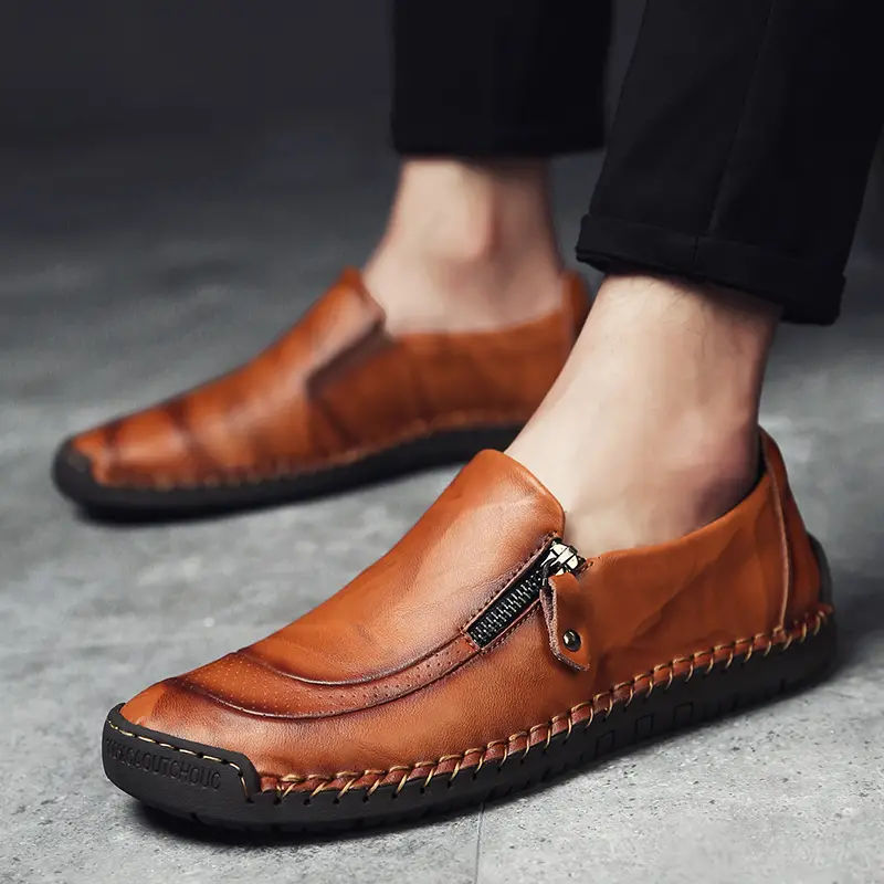 Men's Cowhide Leather Casual Lightweight Handmade Loafer Shoes
